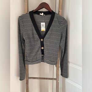 NWT - Ultra Flirt - Black and Gray Striped Long Sleeve Shirt - Size Large